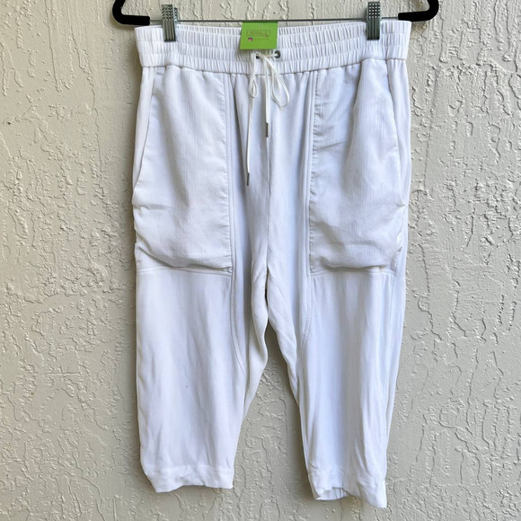 Helmut Lang Elastic Waistband Cropped Capri Pants White Women's Size US 4 - Picture 1 of 6